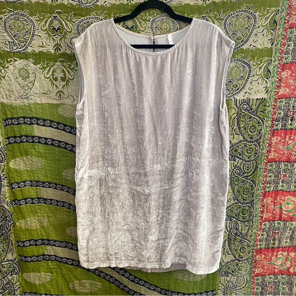 Nuthatch x Anthropologie Gray Silk Blend Crushed Velvet Mini Shift Dress Small